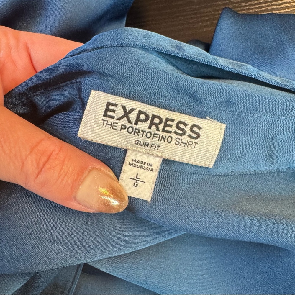 Express Deep Blue Button Down Shirt - image 6